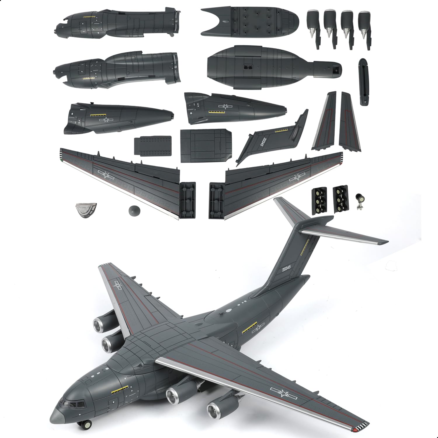 Y-20 Kunpeng Maqueta Avión Militar Gran Escala 1:100 – Kit de Montaje en Plástico Avión de Transporte Militar con Base Expositora, Regalo para Niños y Adultos Desde 6 Años