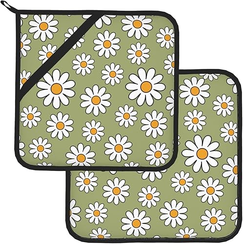 Miniatura 21 de Agarraderas bohemias para cocina, soportes retro de los años 70 con bolsillos, almohadillas calientes cuadradas para cocina, cocina, hornear, Boho