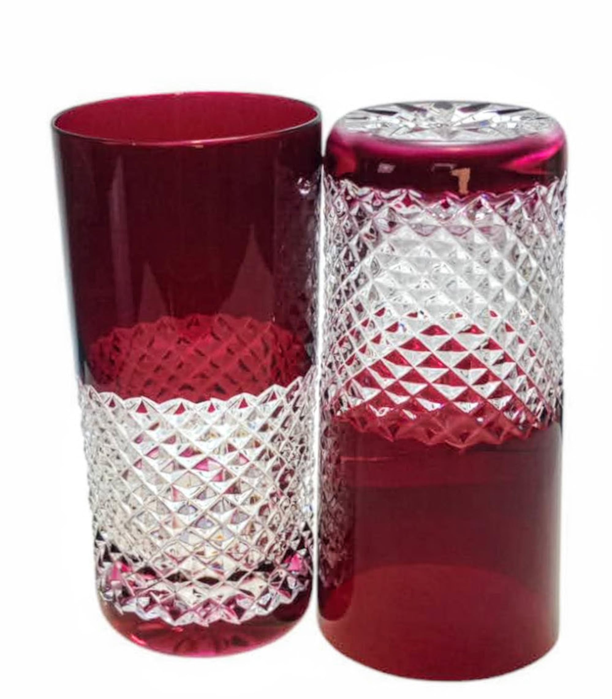 MaRika Kryształowe szklanki do wody i szklanki do picia 320 ml – rubinowa czerwień, ręcznie zdobione eleganckie szkło – zestaw 6 sztuk w opakowaniu prezentowym, idealne na co dzień i jako prezent