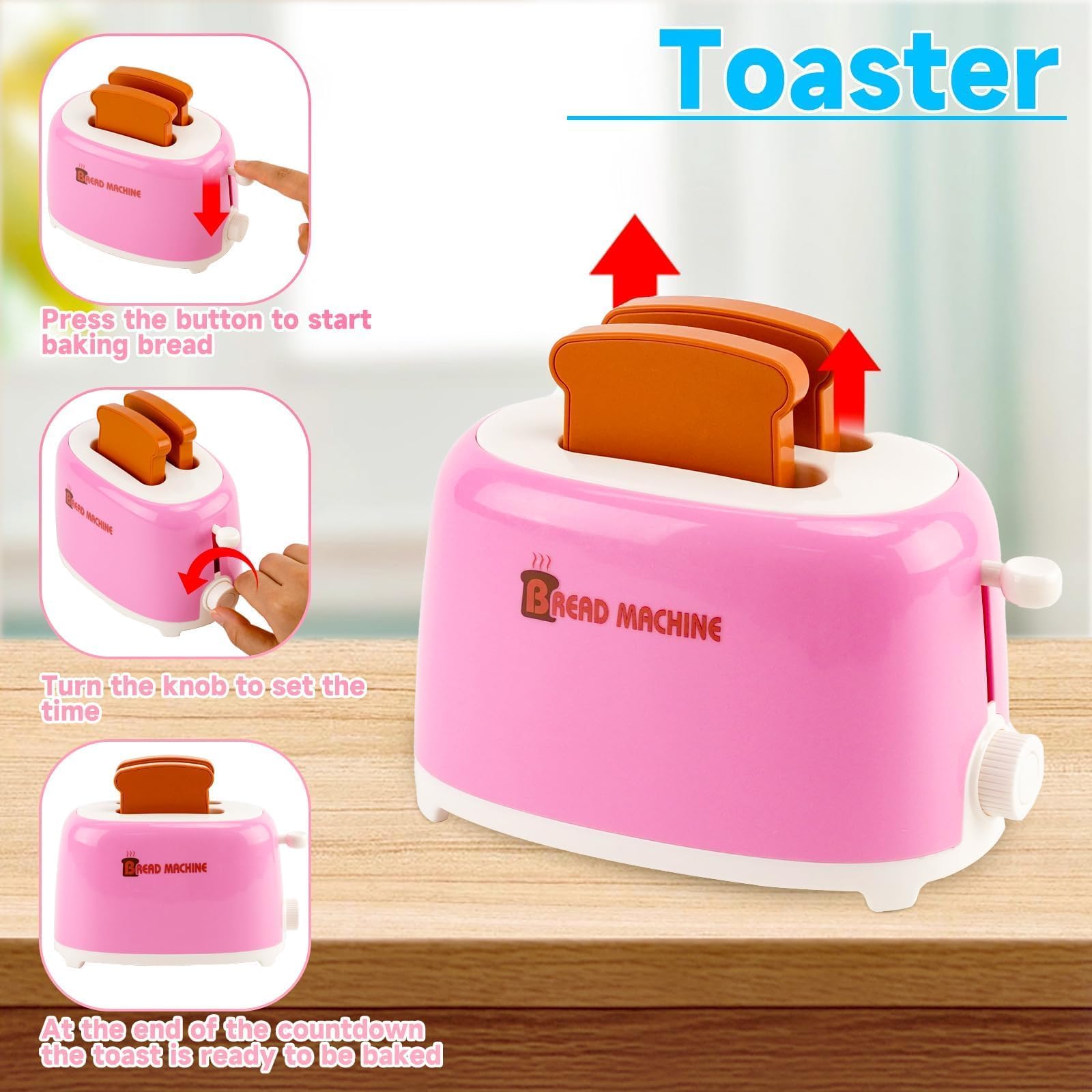 Juguetes de Cocina para Niños,con Tostadora Cafetera Batidora Exprimidor,Incluye Luces y Música,Juego de Desayuno Juguete para Juegos de rol,Apto para Niños y Niñas a Partir de 3 Años