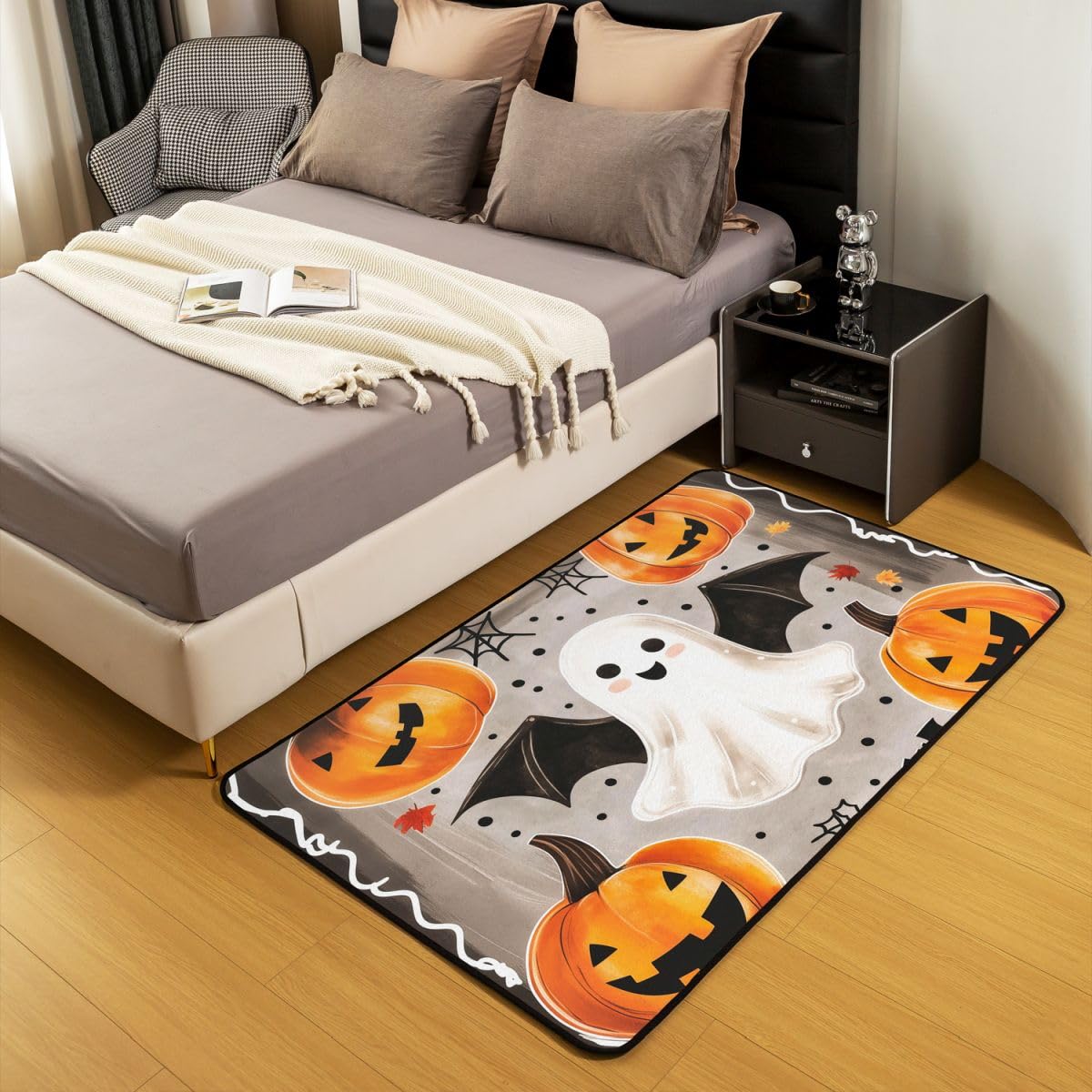 Loussiesd Alfombra de poliéster con diseño de fantasma, 150 x 200 cm