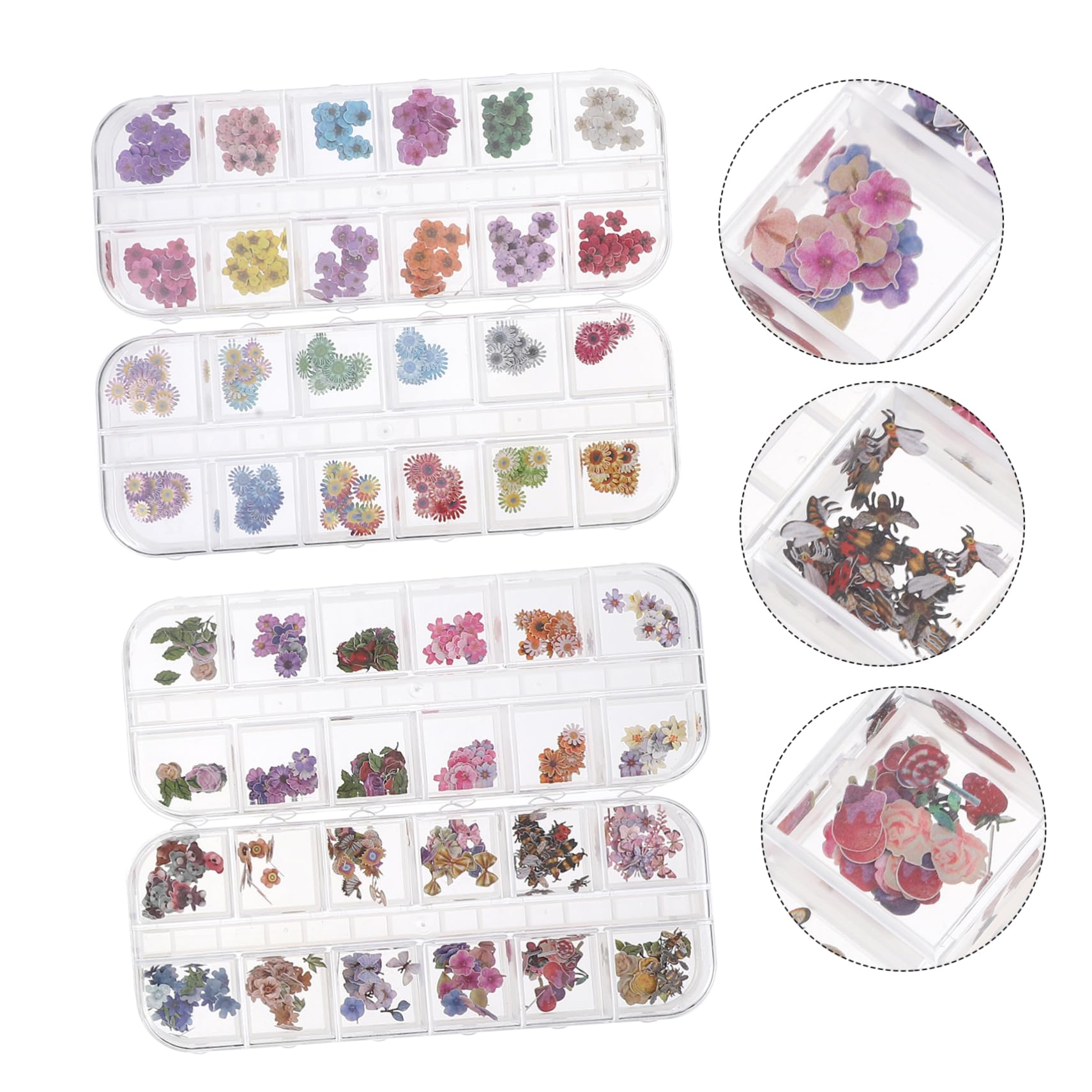 2 Set Scatole Adesivi Unghie Con Fai Da Te Nail Art Accessori Per Manicure Per I Disegni Primavera E Estivi Vari Disegni 4Scatole*2