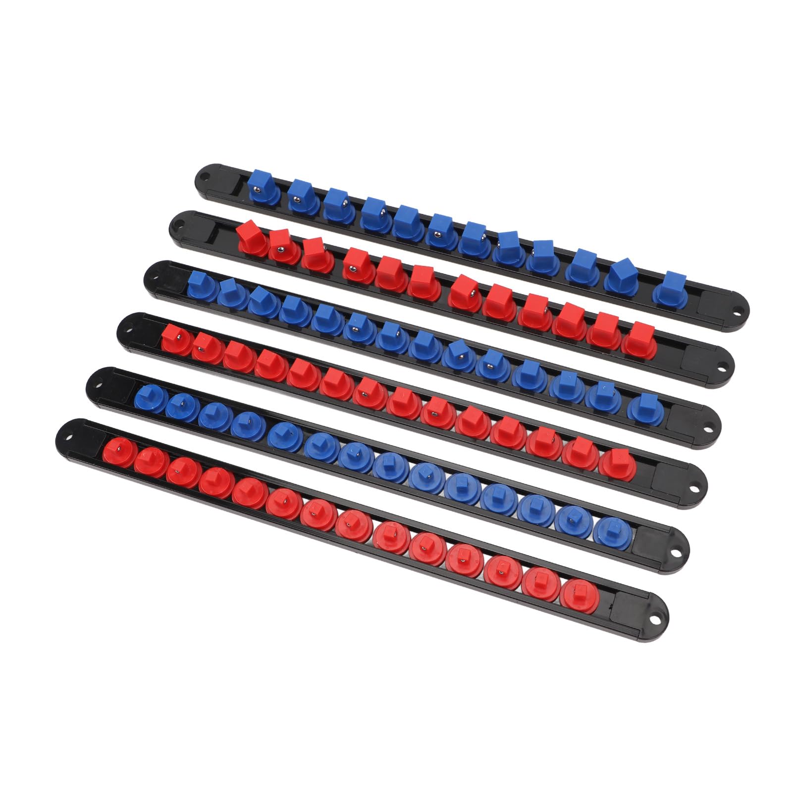 Lot de 6 supports de douilles magnétiques amovibles 1/2 3/8 1/4 - Plateau de rangement magnétique pour douilles - Boîte à outils - Boîte à outils - Organisateurs de rangement métriques SAE (douilles