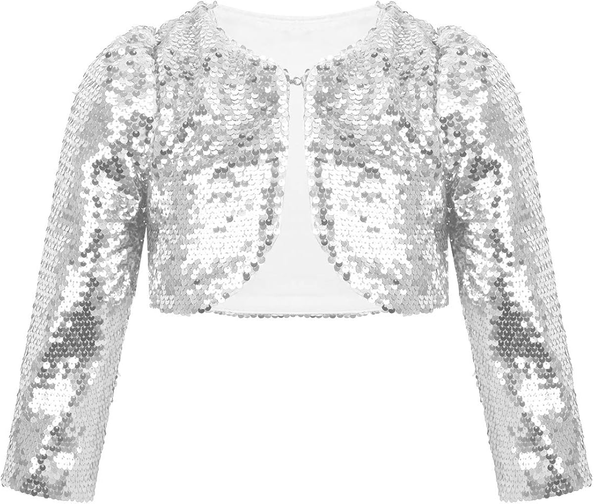 Amazon MSemis Girls Long Sleve Sparkly Sequins Bolero Shrug Short