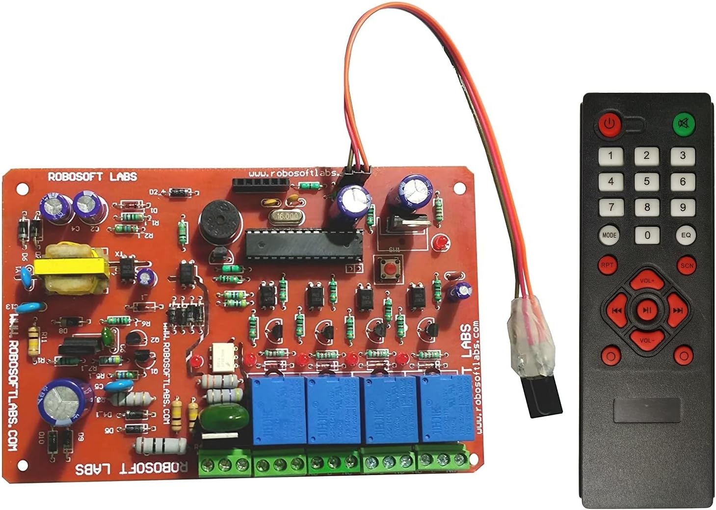 Robosoft Labs IR 5 CH (4 Lights and 1 Fan Speed) Remote Control Based Wireless Home Automation, Red