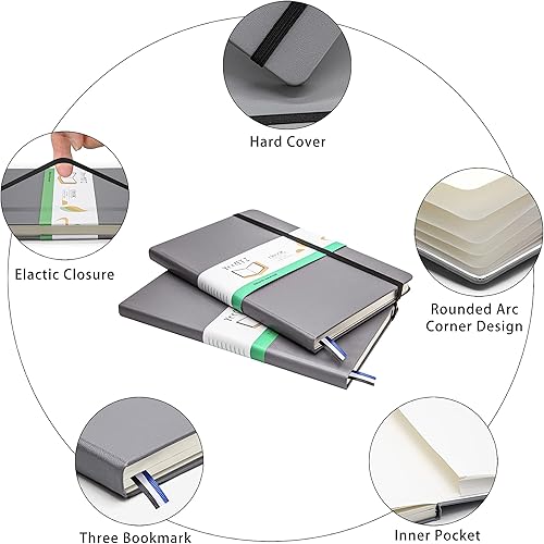 Miniatura 5 de YeeATZ Cuaderno de tapa dura en blanco para dibujo, tamaño mediano, 5.5 x 8.4 pulgadas, papel grueso de 3.53 ozm (gris, liso)