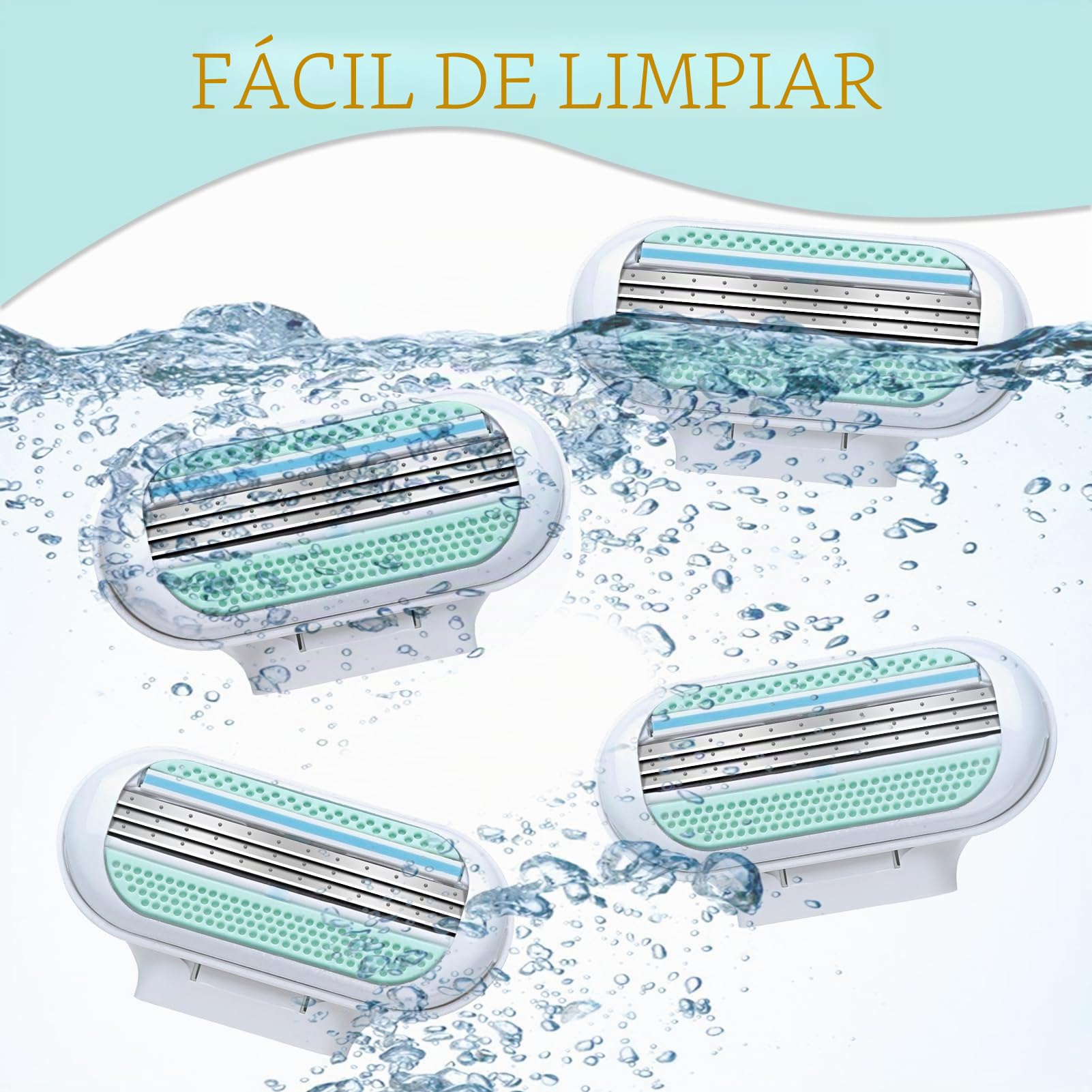 4 piezas de recambio de cuchillas, Deluxe suave sensible de los recambios de las cuchillas con cinta lubricante protectora cuchillas de afeitar femenino de afeitar ultra cómodo producto cuchillas de