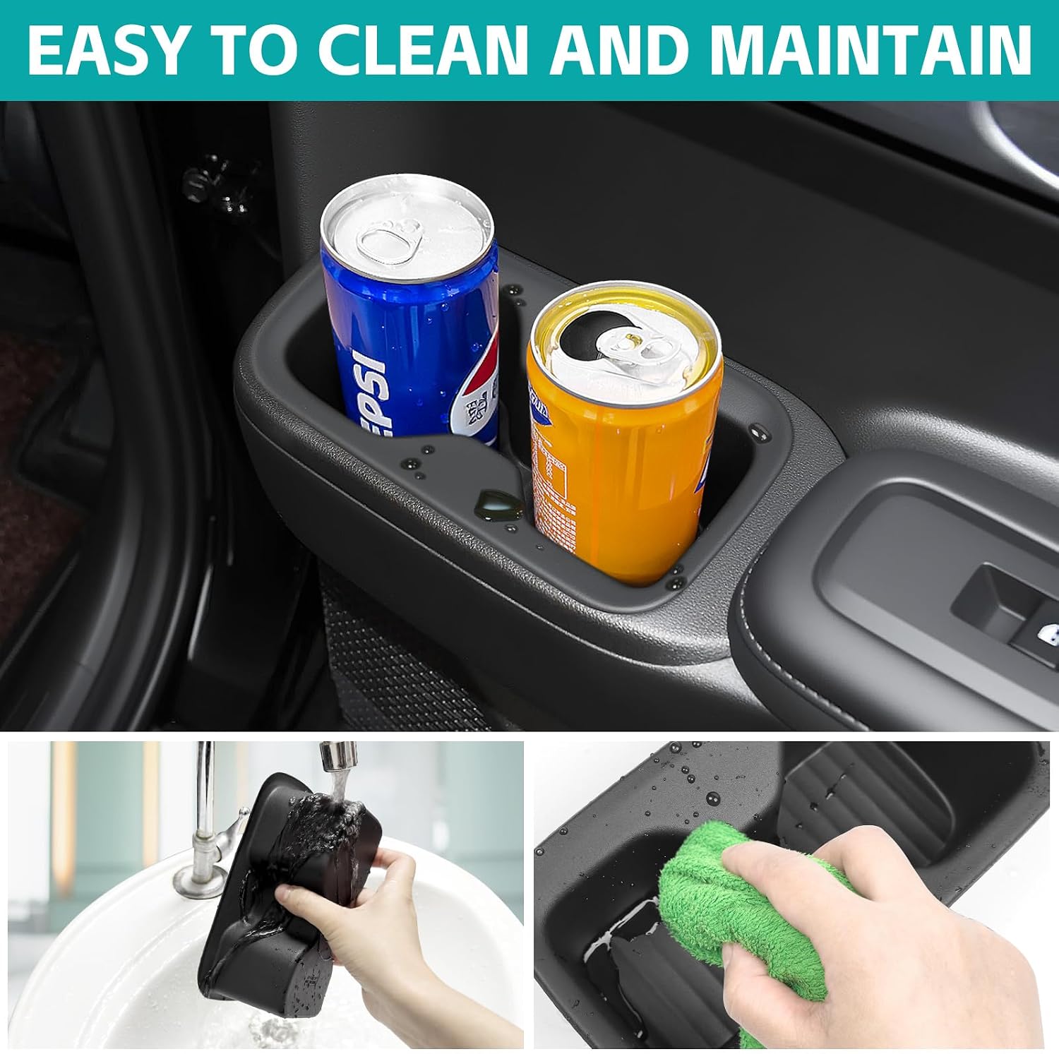 2PCS Rear Row Door Cup Holder Organizer Compatible with 2024-2026 Hyundai Santa Fe 6/7 Seat Accessories, Noise-Free Water & Dust Proof Insert Console Drink Holder Fit for Santafe Accessories image 3