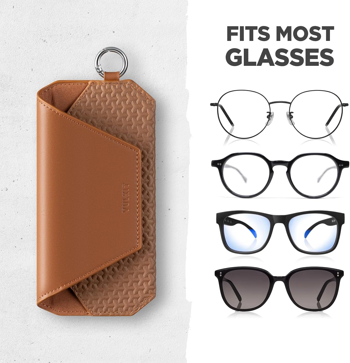VULKIT Portable Leather Eye Glasses Case for Women & Men, Slim Sunglass Case, Unisex Eyeglass Case - Image 4