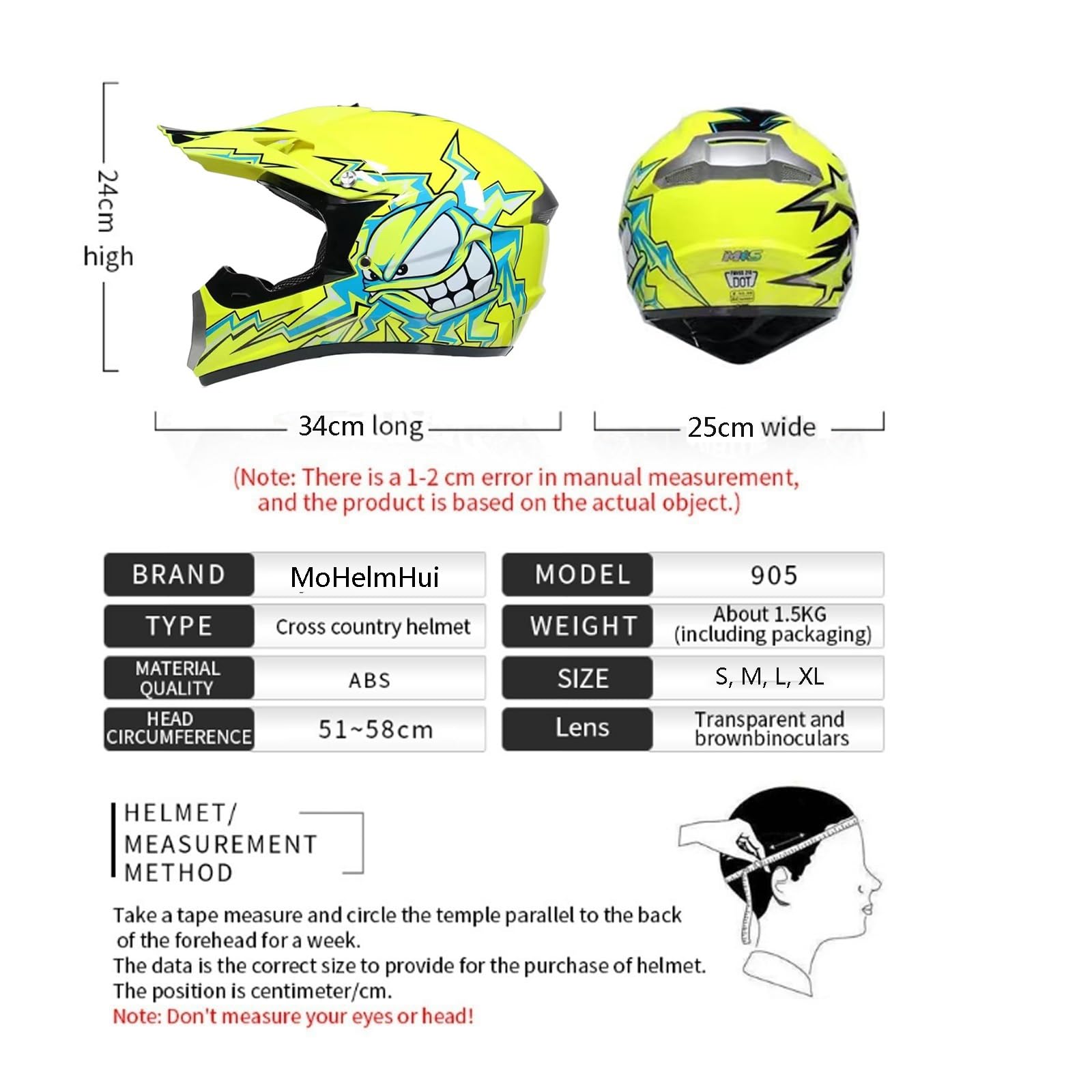 Motocross Fullface MTB Helm für Kinder und Herren - ABS-Schale, MX Enduro ATV Motorrad Downhill - Mit Handschuhe, Maske und Brille