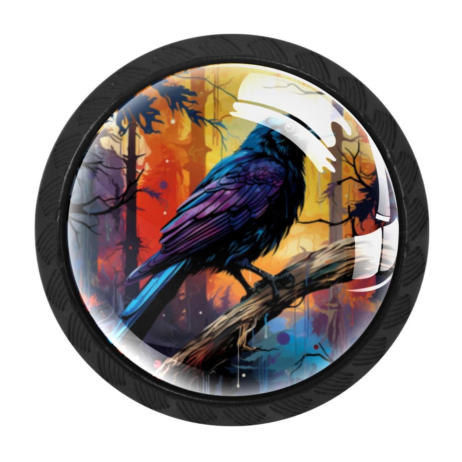 Chenzzzz Multicolored 07 4 Pack Cabinet Handles Black Crow Cabinet Knobs Draw