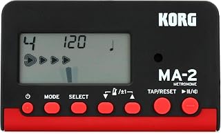 Korg MA-2 Digital Metronome for Orchestral Instruments w/ Large Display and 400-Hours Battery Life - Black/Red