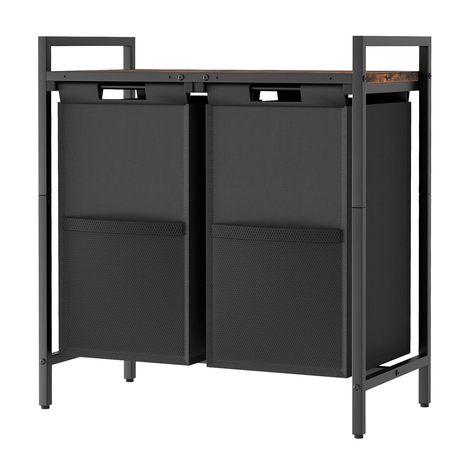 Garden 4 you Laundry Basket 2 Compartments, Double Laundry Hamper,Laundry Sorter with Shelf and 2 Pull-Out Removable Bags, Laundry Bin,Large Washing Basket for Laundry Room, Bedroom, Bathroom,Black