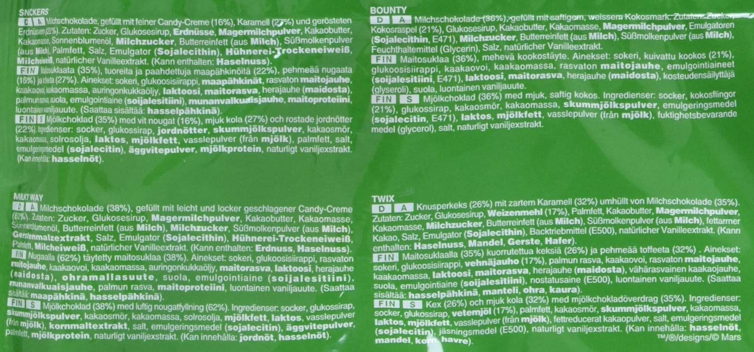 Mixed Schokoriegel | Minis | 12 Packungen in einer Box (12 x 400 g)
