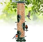FEED GARDEN Metal Tube Bird Feeders for Outdoors Hanging, 6-Port Bird Feeder for Outside, Finch Feeders for Outside, Squirrel Proof Bird Feeders with Heavy Duty Metal Lid, Chew-Proof