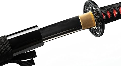 Miniatura 25 de Samurai Katana Espada japonesa hecha a mano, práctica, acero al carbono Damasco/1060/1095, templado/arcilla templada, espiga completa, afilada, Azul