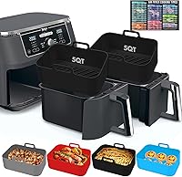 Vista 9 de Forros de silicona para freidora de aire 10QT, forros de cesta de freidora de aire reutilizables rectangulares para Ninja DZ550/DZ401, 2 piezas
