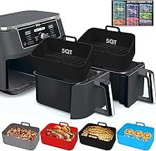 Silicone Air Fryer Liners 10QT, Reusable Airfryer Basket Liners for Ninja DZ550/DZ401, 2Pcs 5QT Large Air Fryer Accessories, Dishwasher safe (8.46 * 5.9 inch (10 QT), DZ401 - Black)