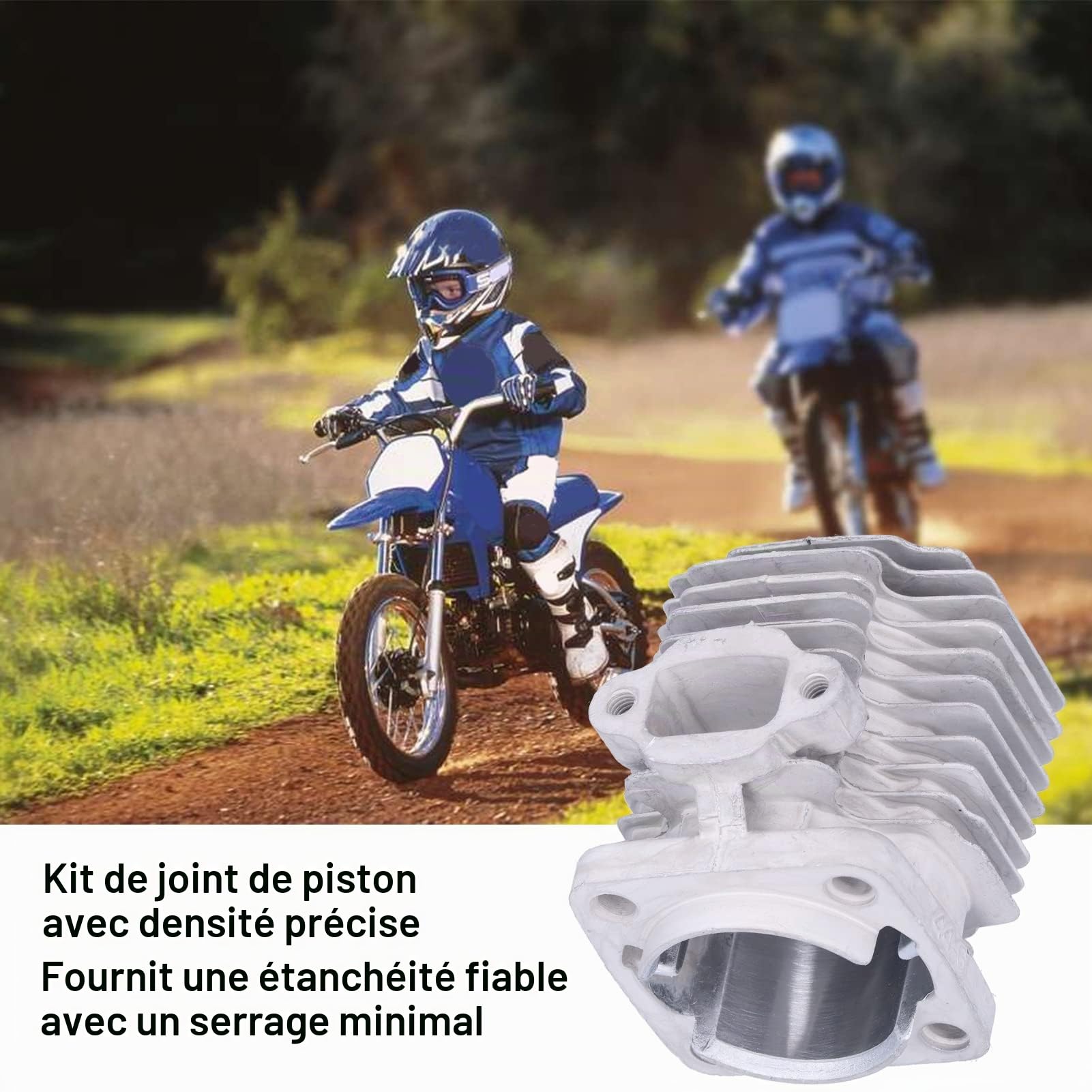 OUKENS Cylindre de kit haut de gamme, alliage d'aluminium 44mm + caoutchouc + kit de piston de cylindre en PVC pour scooter à gaz 2 temps 43cc 47cc 49cc Mini ATV chinois Quad Pocket Bike