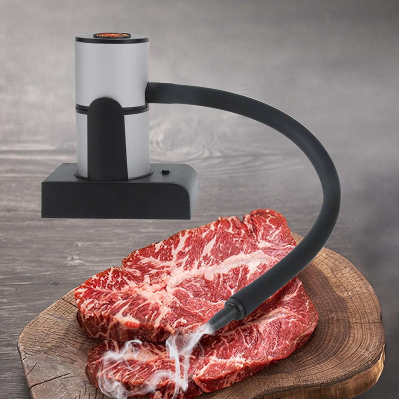 Cocktail Smoker Mini Infusor de Humo para Carne, Comida,Bebidas, Barbacoa Pistola Ahumadora Portátil de Mano para Interior Frío - Plata