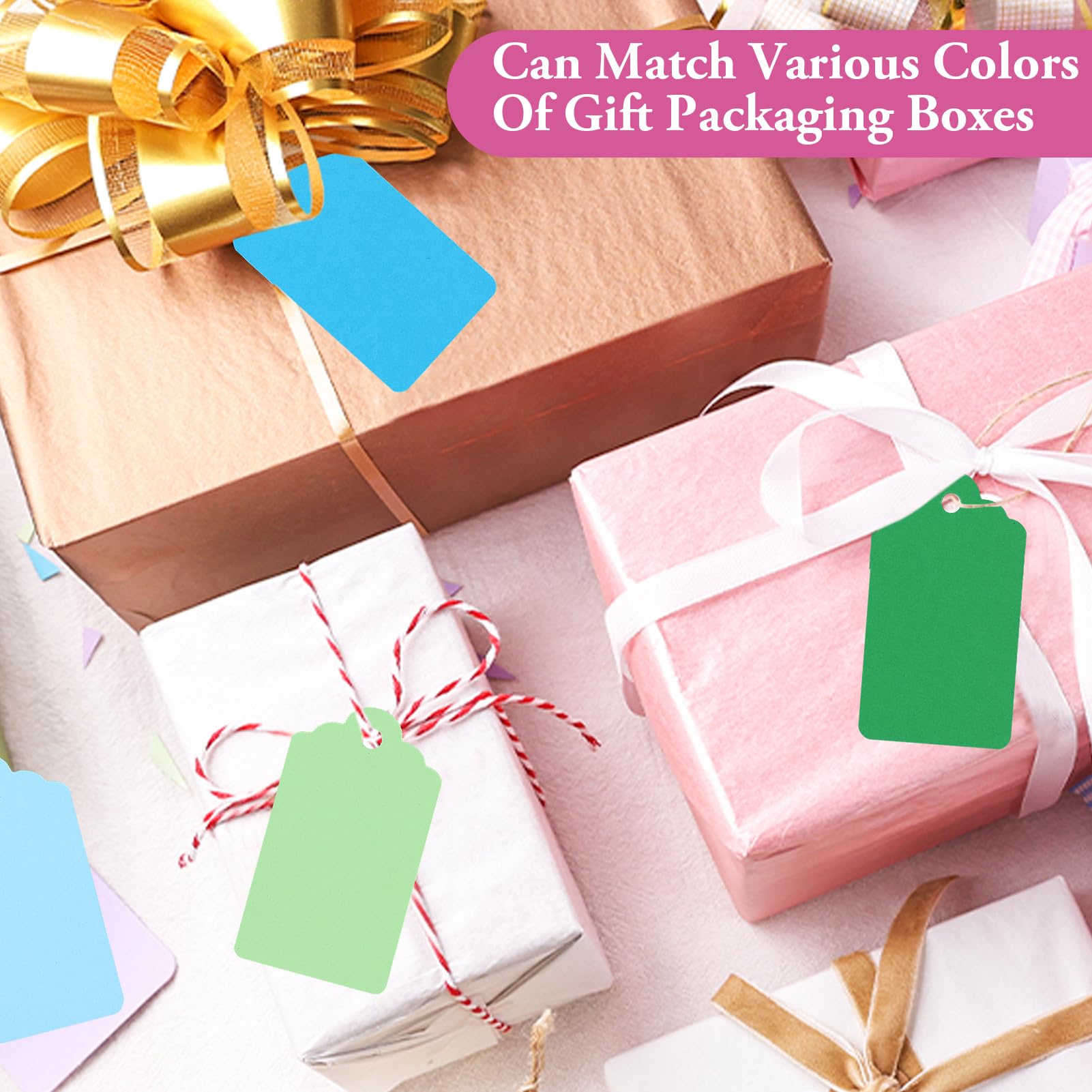 100pcs Grazie Étiquette en Papier Kraft Ronde Étiquette Cadeaux 5CM, pour l'ar