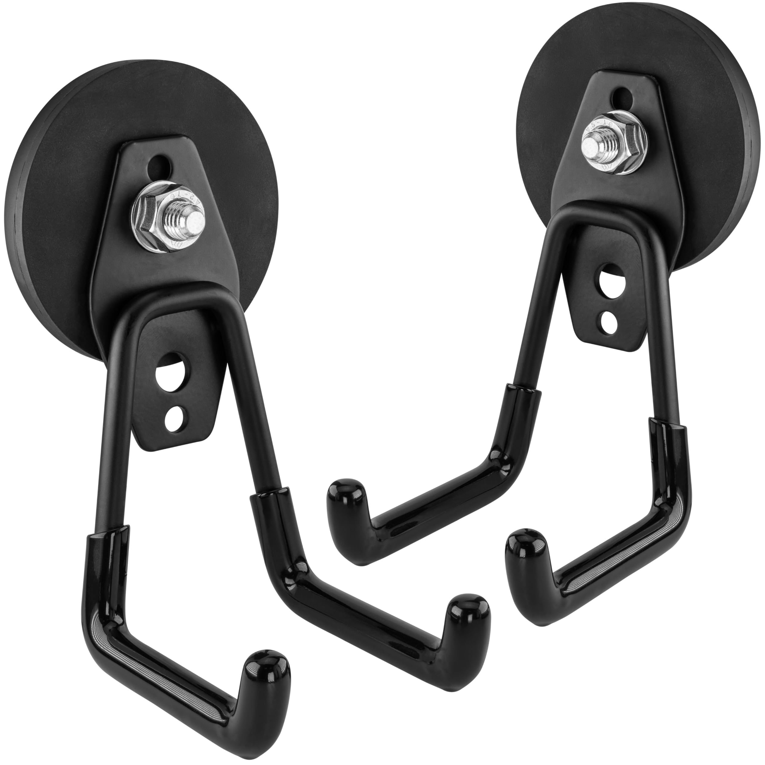 POPPSTAR 2 Magnetic Garage Hooks (Round Ø66 mm, Pulling Force 20 kg, Height 80 mm), Black