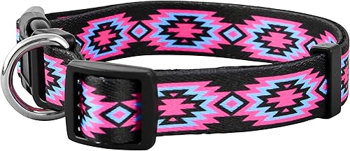 Miniatura 2 de Native Pup Collar de perro occidental, bonito diseño azteca tribal, macho y hembra (L, rosa)