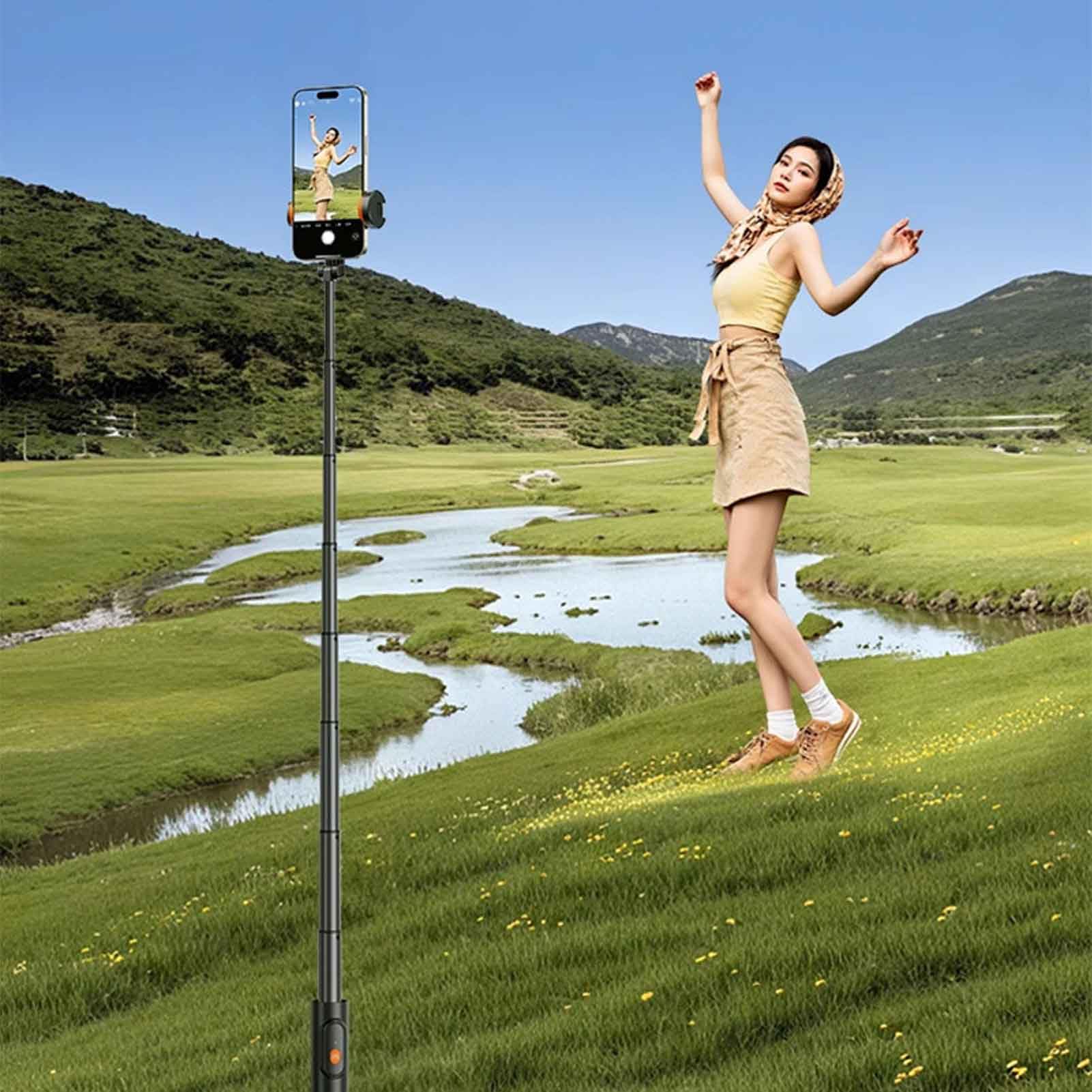 Luocute Schermo Selfie Magnetico per Telefono, Monitor Fotocamera Posteriore Wireless da 2,1 Pollici con Telecomando BT, Kit Video Fotografici per Telefono Cellulare per Vlog Live