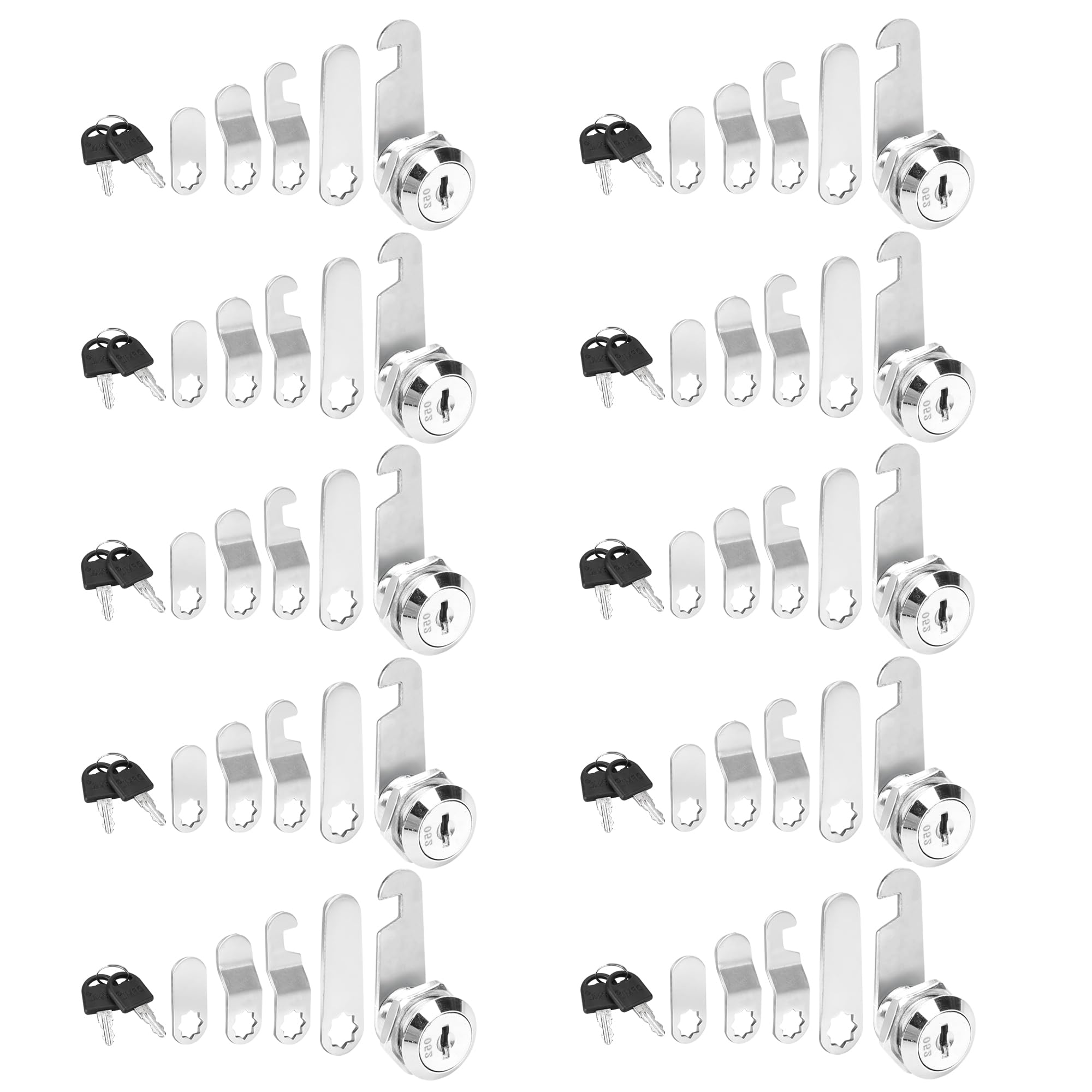 YKUKIZEE 10 Pcs 25 mm Mailbox Box Lock with Keys and Lock Plates, Cam Locks Replacement, Security Post Box Locks for Locker Tool Letter Box Filing Cabinet
