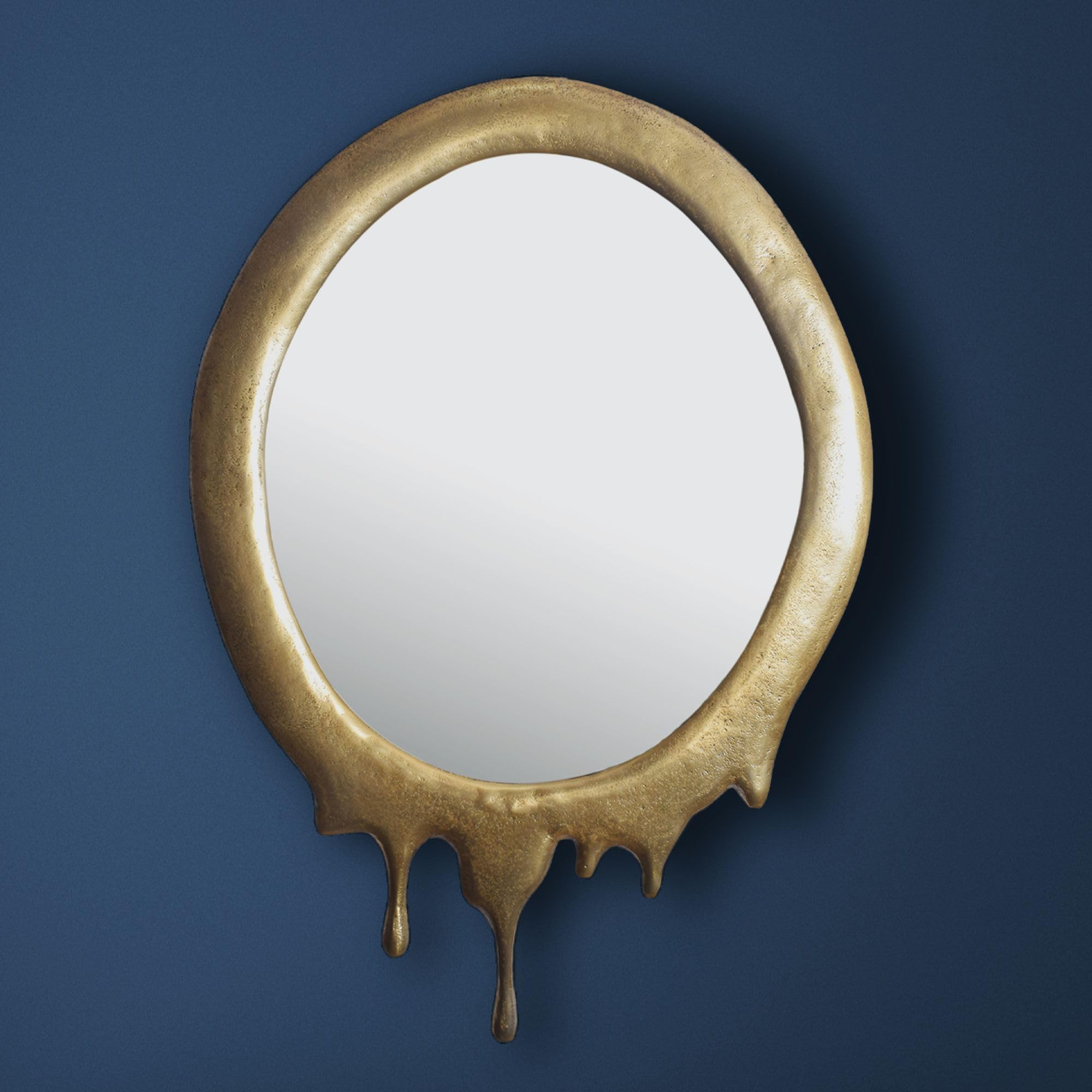 WOHNLING Lustro Ścienne Owalne 50x71 cm Metal Złote z Ramą
