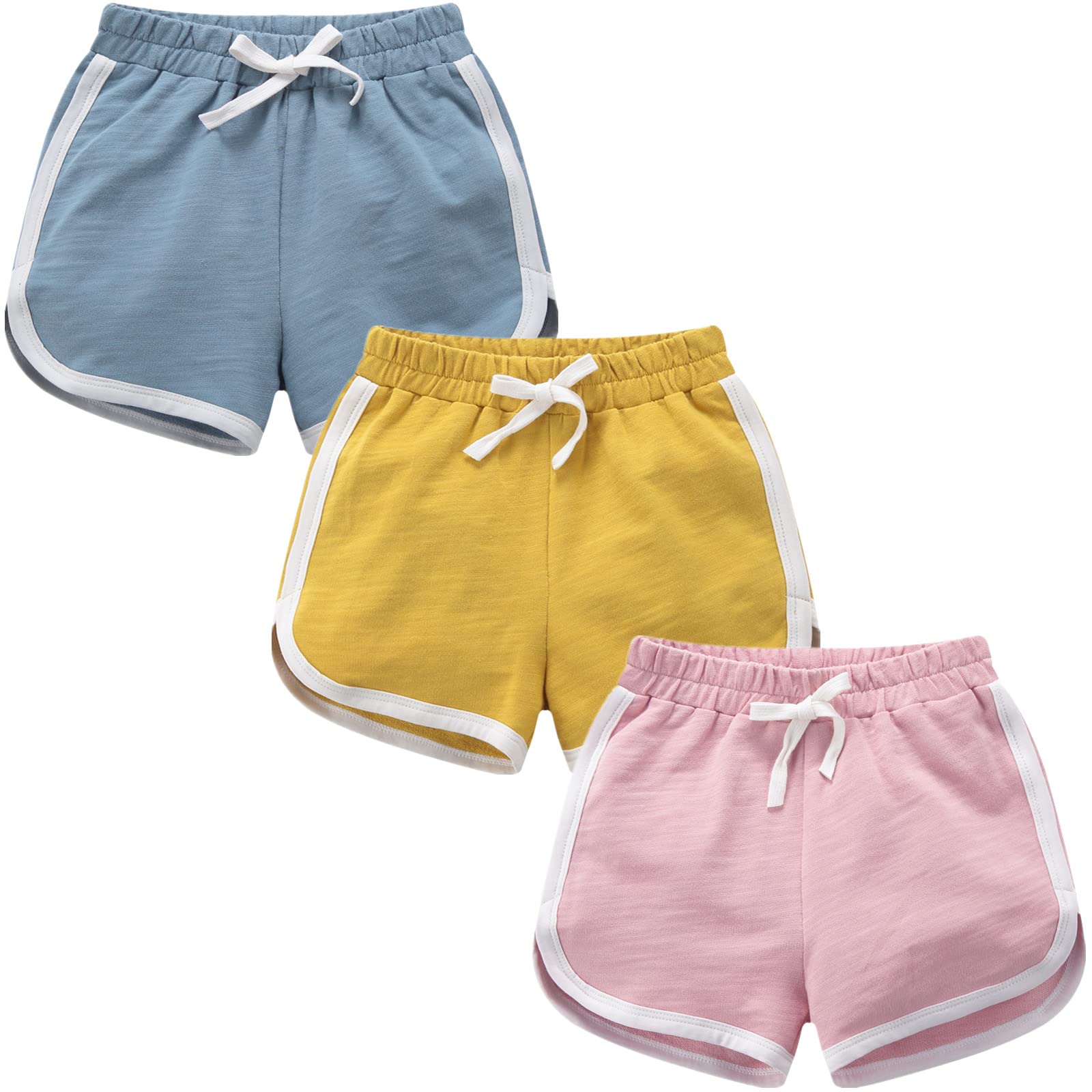 3 Pack Little Big Girls Running Athletic Cotton Shorts toddler Kids Workout Dance Dolphin Short