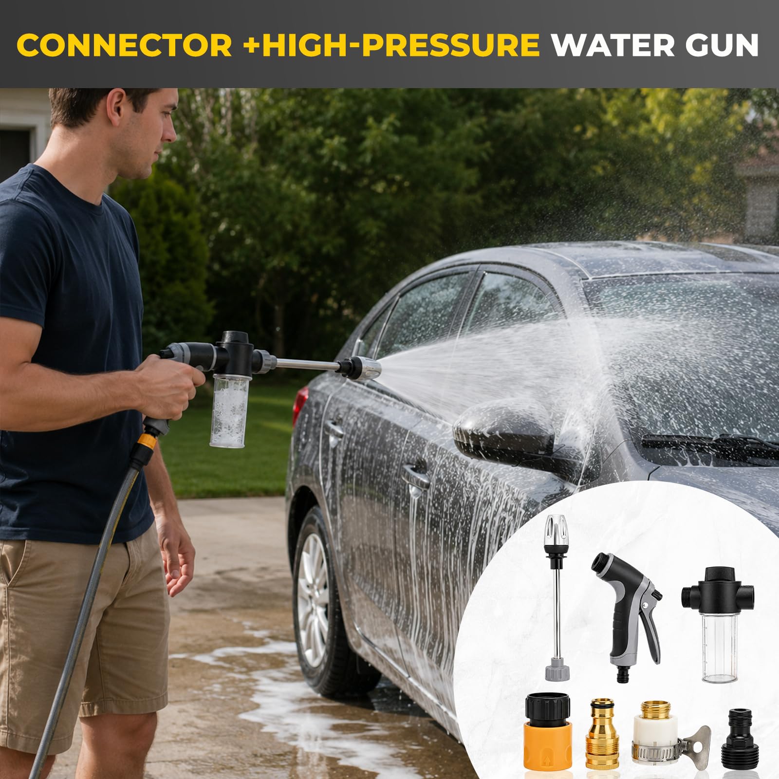 Jetterix Pressure Washer Nozzle, jetterix idropulitori, Power Jet Ugello per Tubo Pistola, Idropulitrice portatile, Idropulitrice ad acqua Powerjet, per lavaggio auto, giardino e terrazza