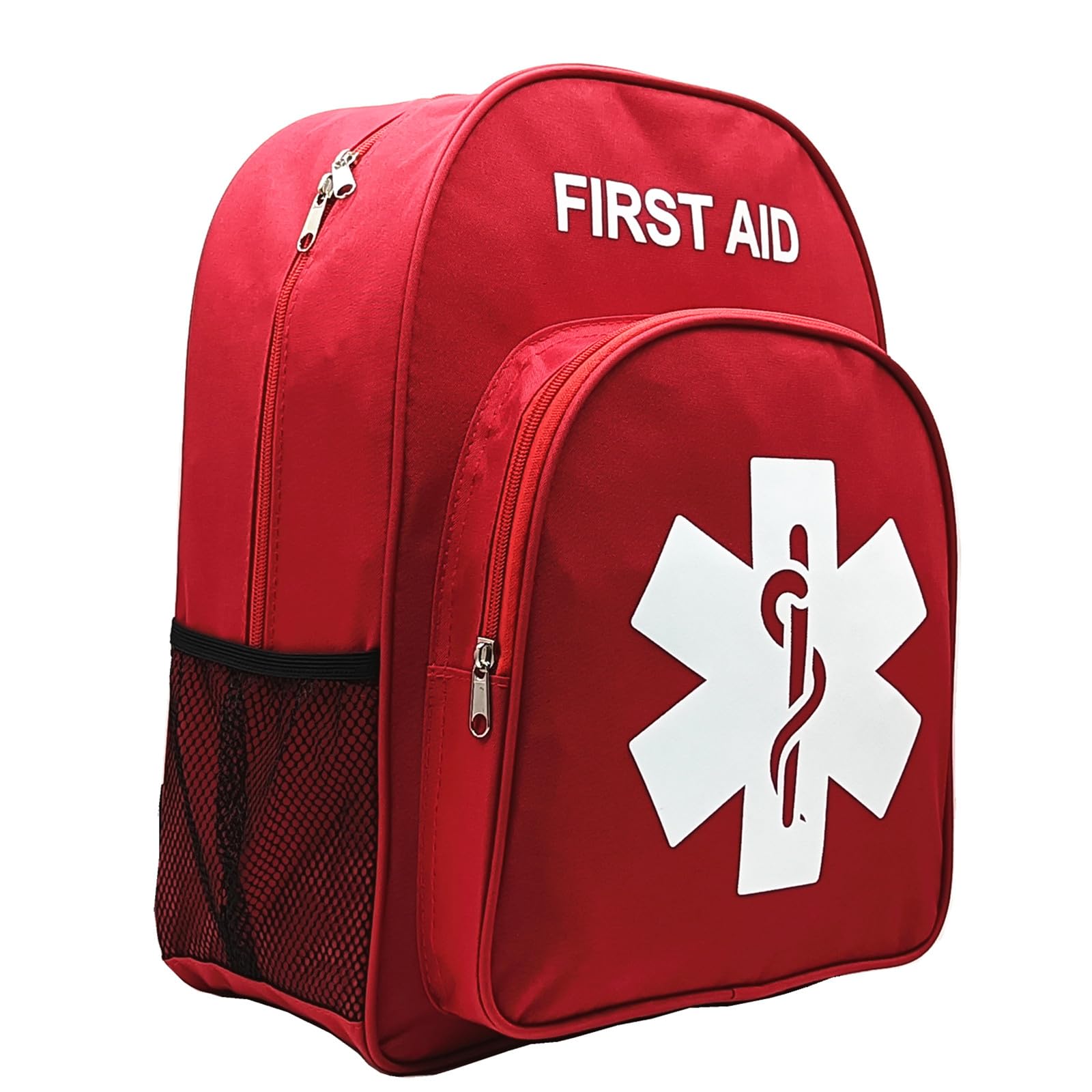 Jipemtra Red Emergency Bag First Aid Backpack Empty Medical First Aid Treatment First Responder Trauma Bags for Hiking Outdoors Travel Camping Pet Dog Cat Daycare (Red White)
