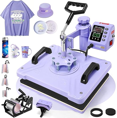 Miniatura 10 de AKEYDIY Máquina de Prensa de Calor 5 en 1 Mejorada para Camisetas 12X15 Pulgadas, Máquina de Prensa de Camisetas con Giro de 360° para Sublimación,