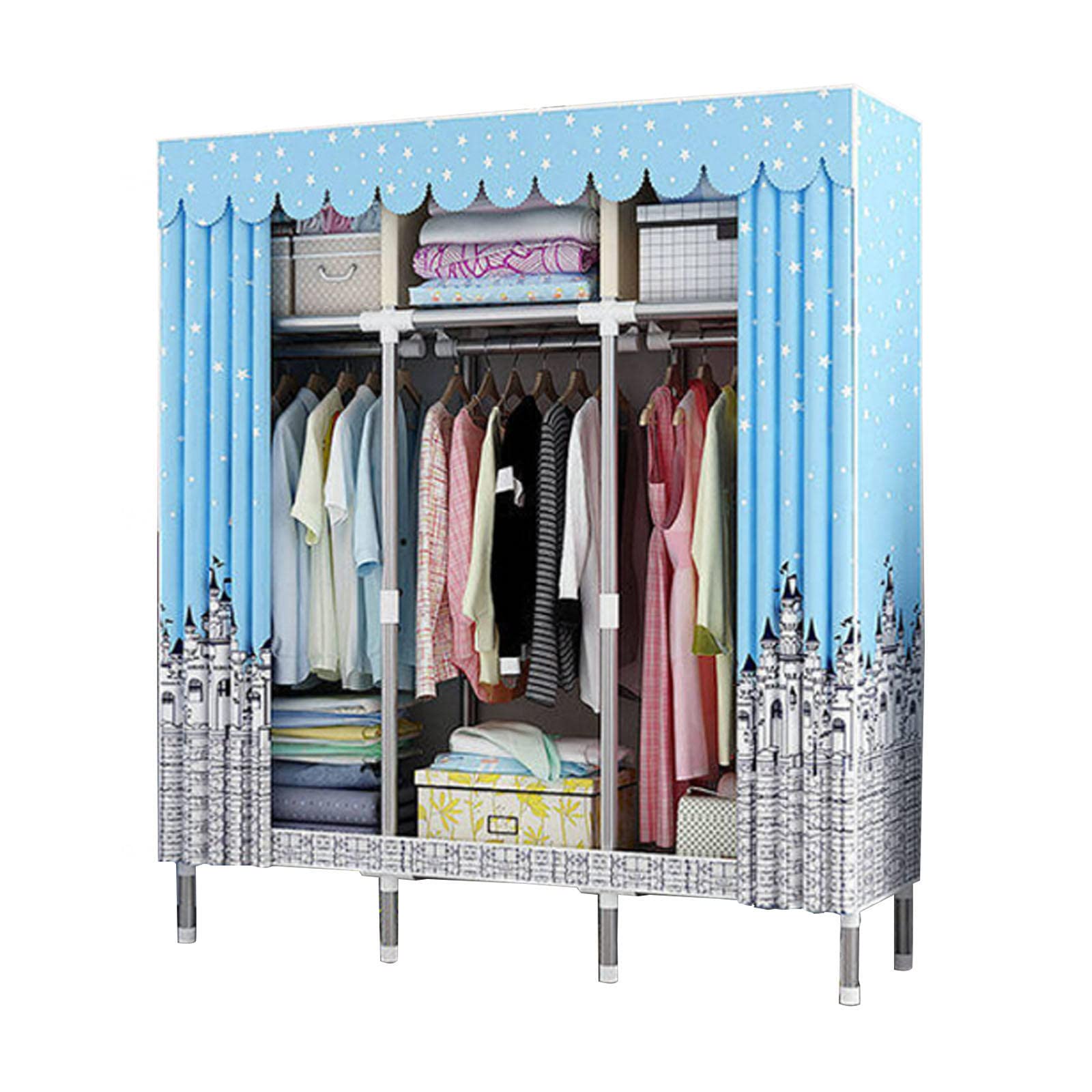 Armoire-penderie portable en tissu avec rail de suspension B-126x45x
