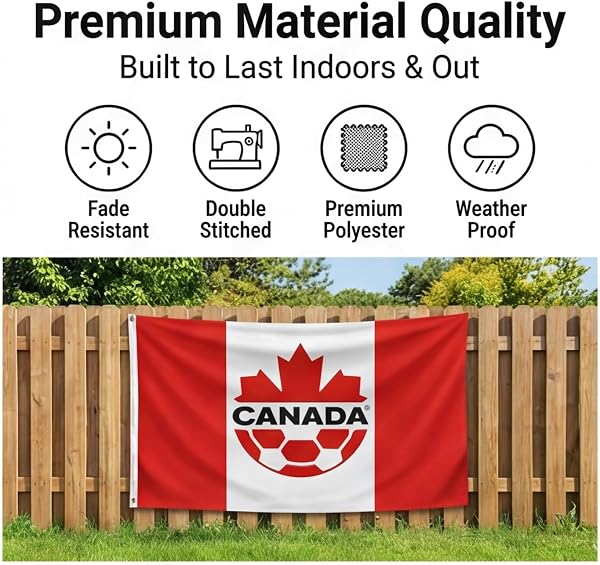 2026 Canada World Cup Flag 5x4.2FT β Canadian National Team Banner for 2026, Polyester, Double Stitched, Easy to Hang β Indoor/Outdoor Canada Soccer Fan Decor for World Cup - 2