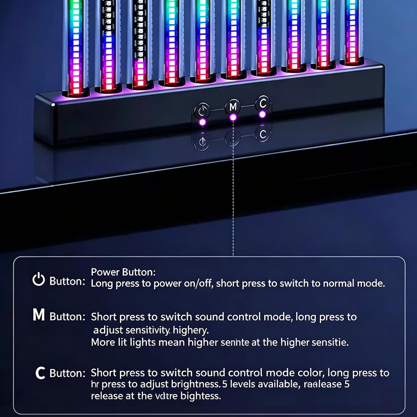 Rgb-pickup-lampe, Led-musikrhythmus-synchronisationslicht Mit 10 Nixie-röhren, 8 Dynamischen Modi, Farbanpassung, Für Schreibtisch, Studio Und Gaming-zimmer