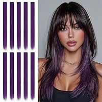 Vista 21 de SOFEIYAN Extensiones de cabello negro con clip, 10 unidades, extensiones de cabello negro de 22 pulgadas, extensiones de cabello sintético