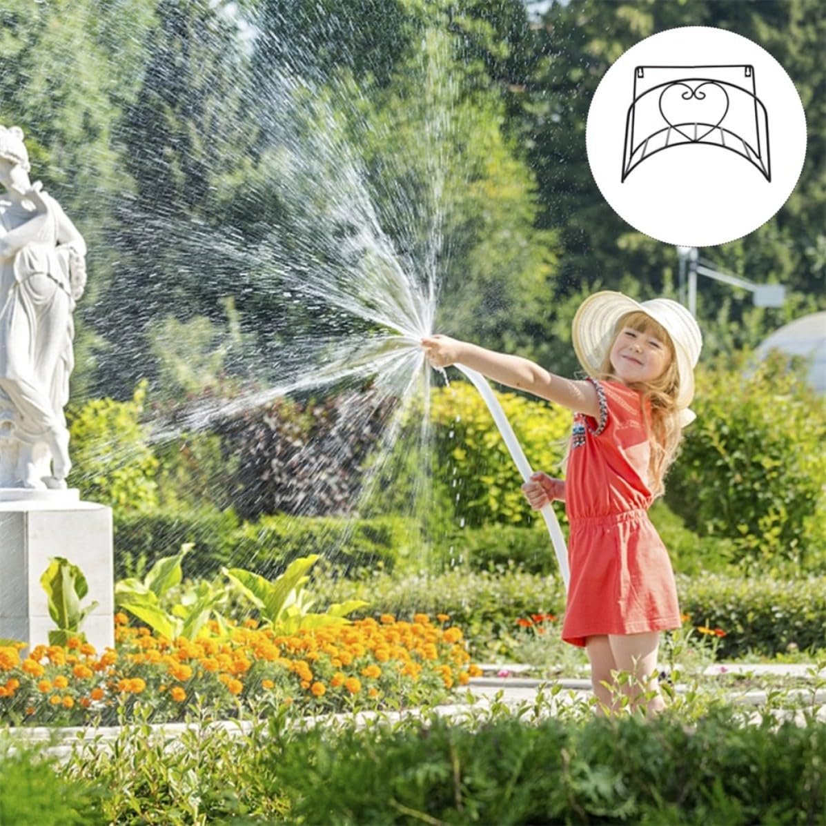 2 Stück Gartenschlauchhalter für Wand aus Eisen, Schwarz, Antik