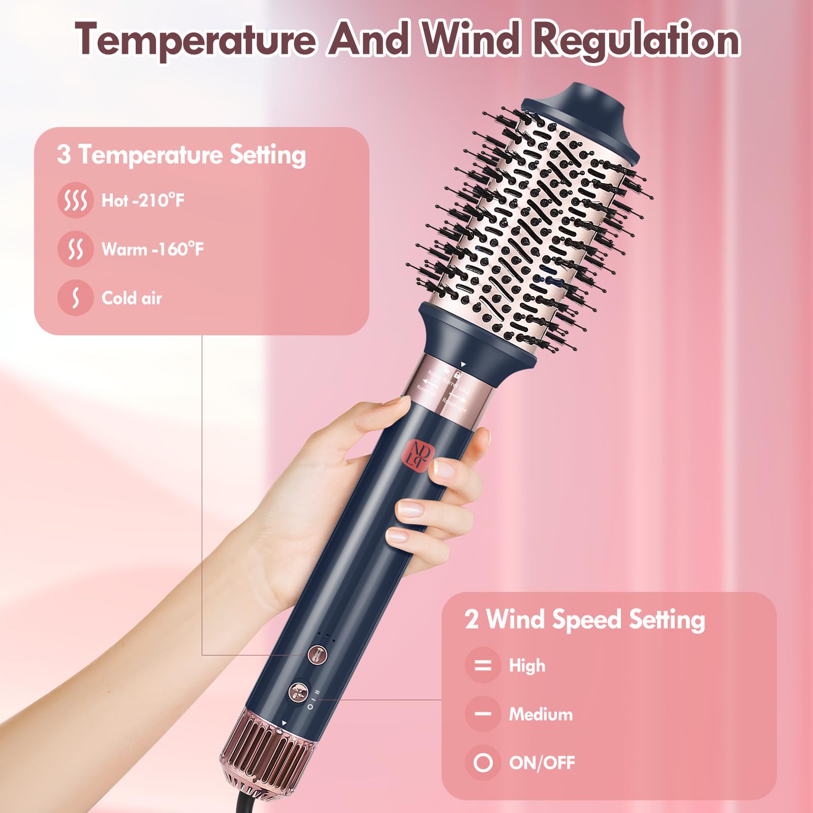 NDLT Hairstyler 5 in 1 Haartrockner Föhnbürste Glättbürste Lockenstab Rundbürste