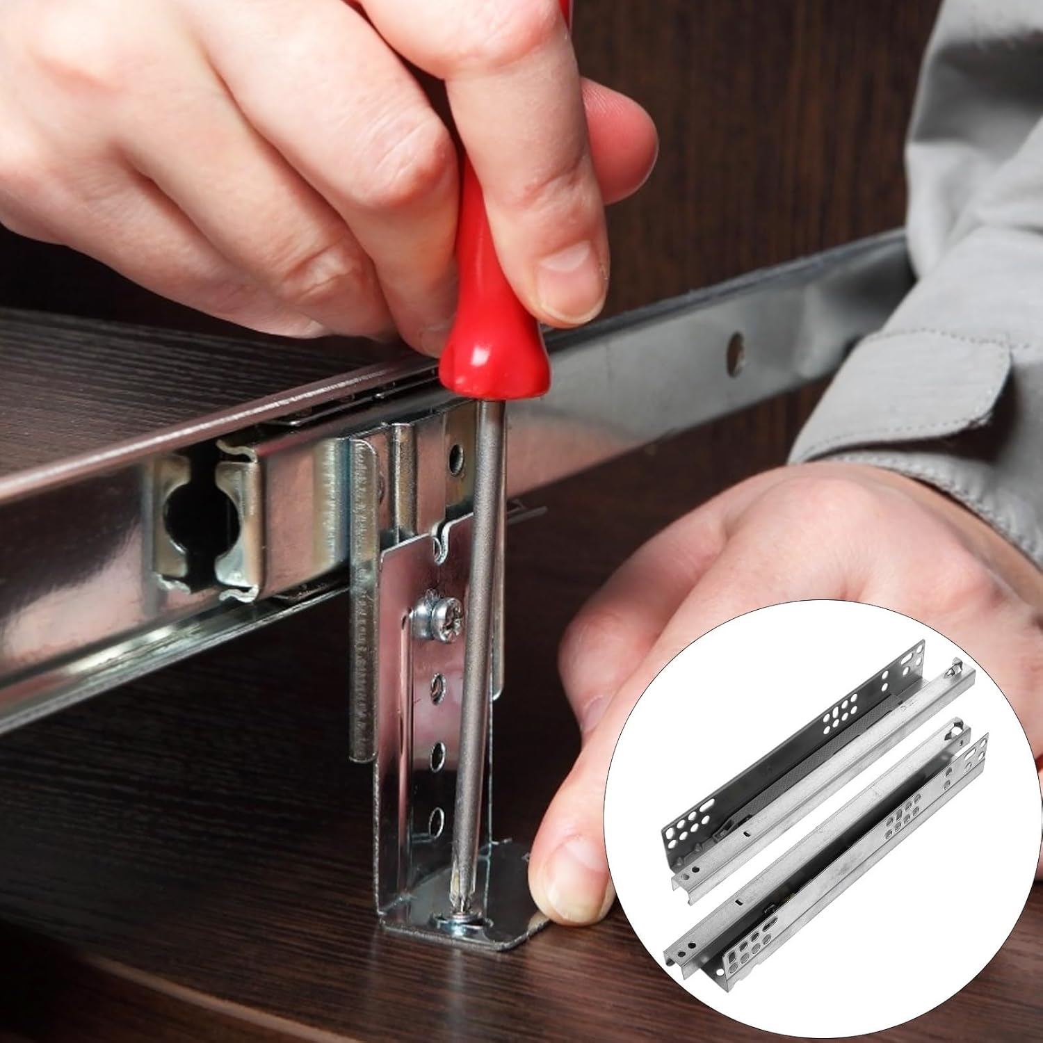 Side Mount Cabinet Runners Glides 2 Pcs Cabinet Buffer Heavy Duty Slide Rails Glides Bearing Hidden Kitchen Cabinets Furniture Drawer