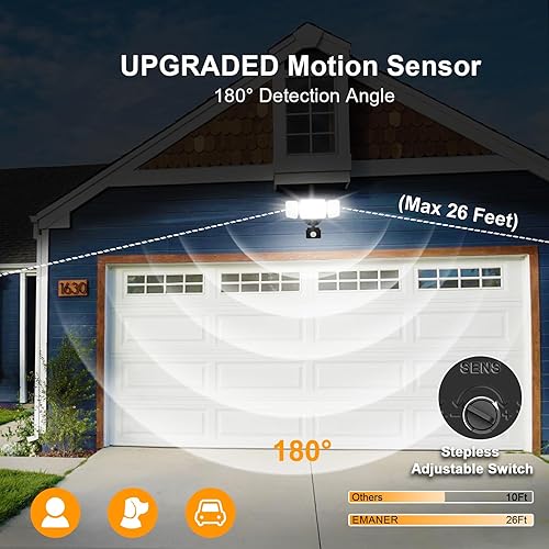 Miniatura 2 de Luces de inundación para exteriores, sensor de movimiento de atardecer a amanecer y ajuste de detección, luces LED de seguridad exteriores 4500LM