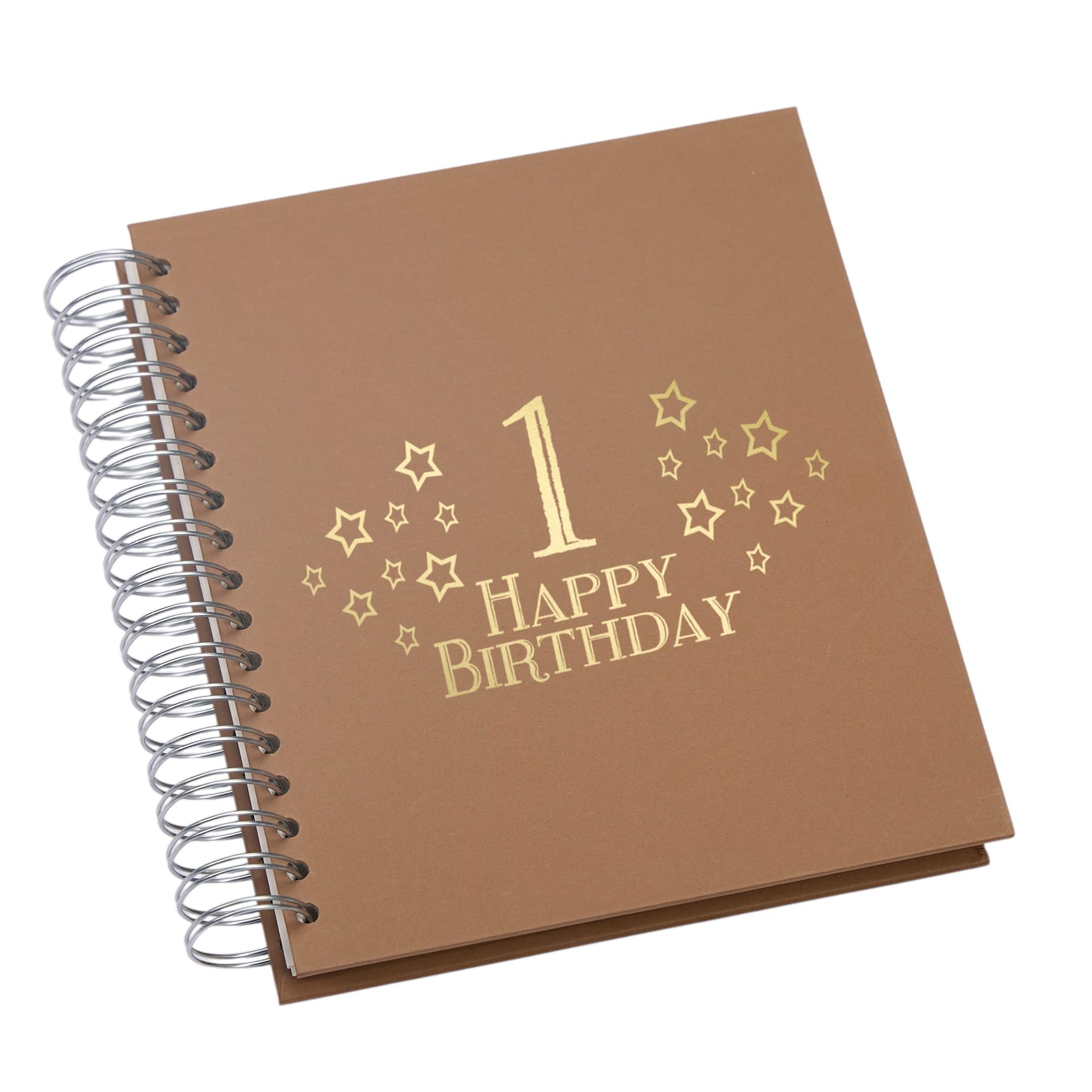 Large 1st Birthday Photo Album Memory Keepsake, Stars Design, Multiple Colour Options, Fits 6x4 or 5x7 Photos (Brown, 4 x 6 Inch)