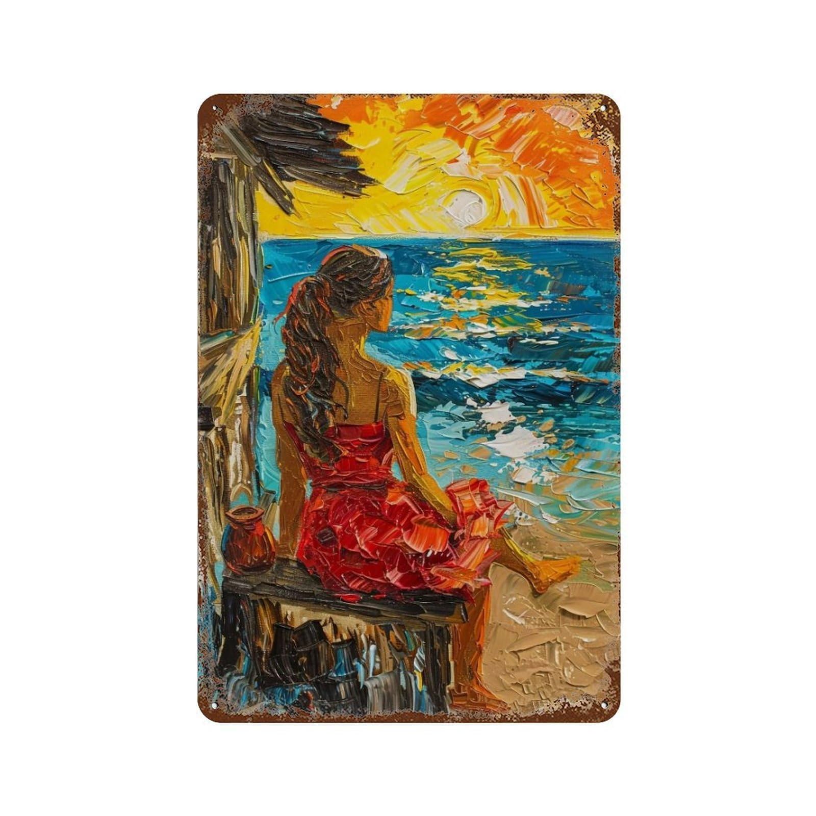 HDURYEYRYY Sunset By The Shore Hut 01 Wall Retro Iron Vintage Art Metal Tin Sign Poster Modern Home Cofffee Club Art Bar Shop Decor 30x20cm