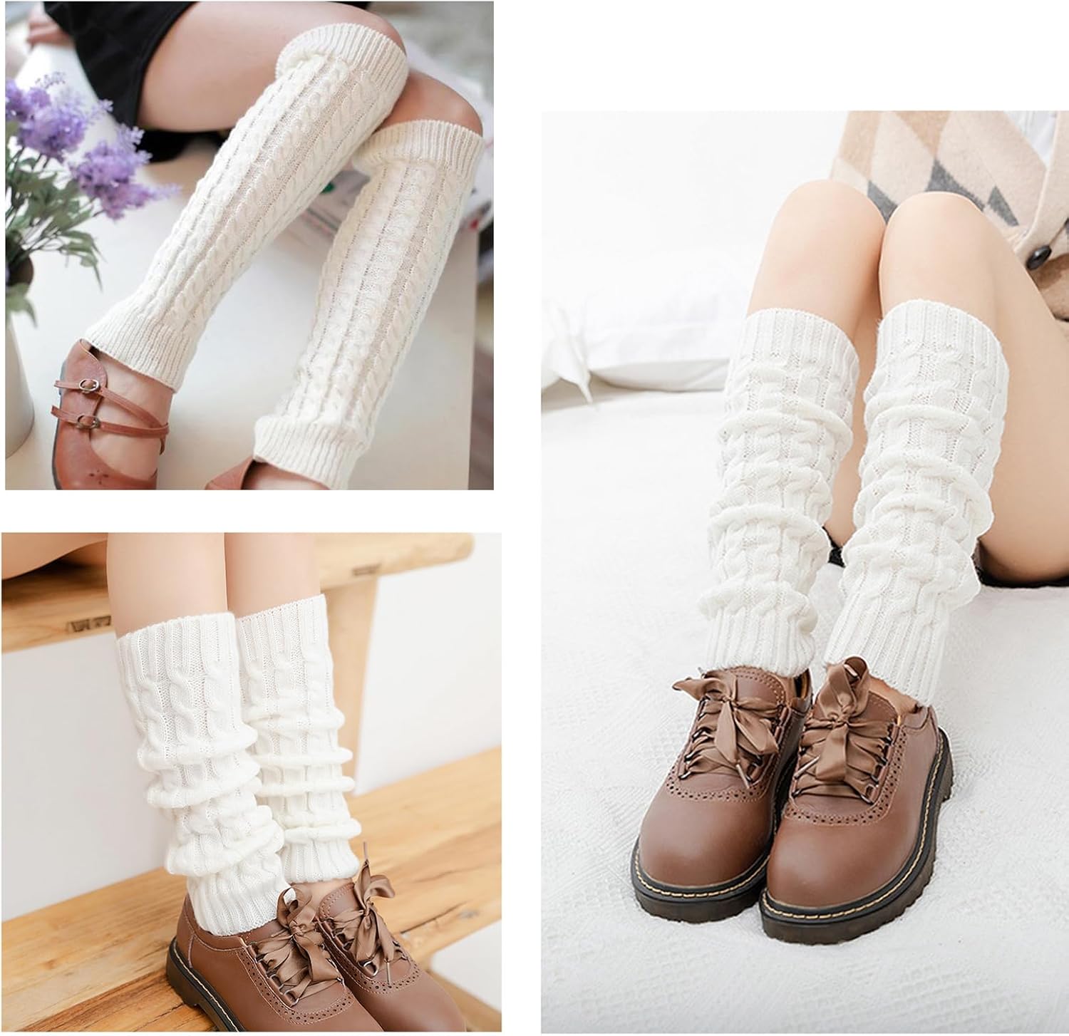 Elandy Knit Winter Thermal Warm Leg Warmers-Long Socks Boot Cuffs Topper Legging Pads For Women Lady Girls Best Xmas Gift - Image 6