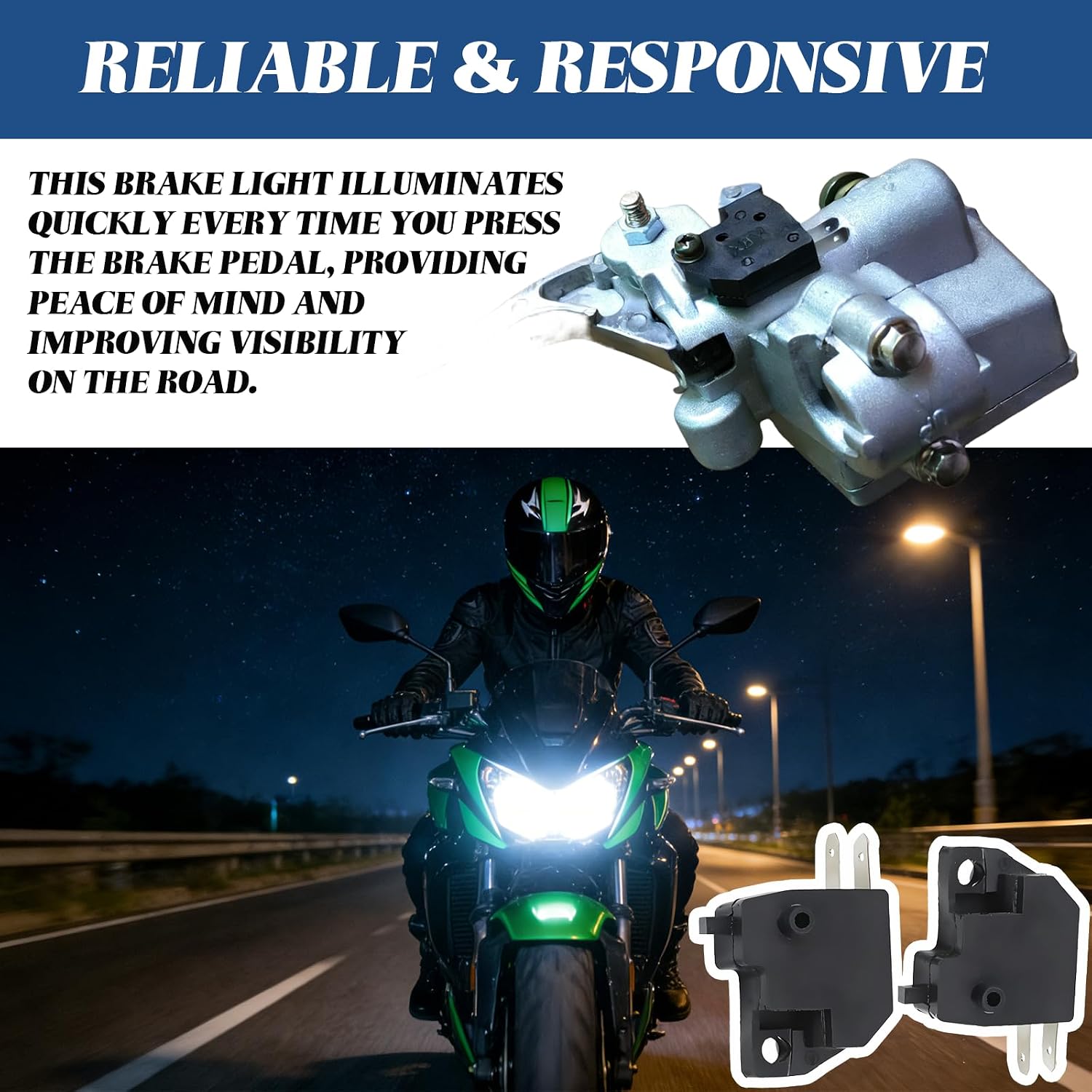 2 PCS Motorcycle Right Brake Light Switch, Universal Brake Light Switch Kit, 2-pin Left and Right Disc Brake Switch Accessories for Motorcycle and Off-Road Vehicles image 4