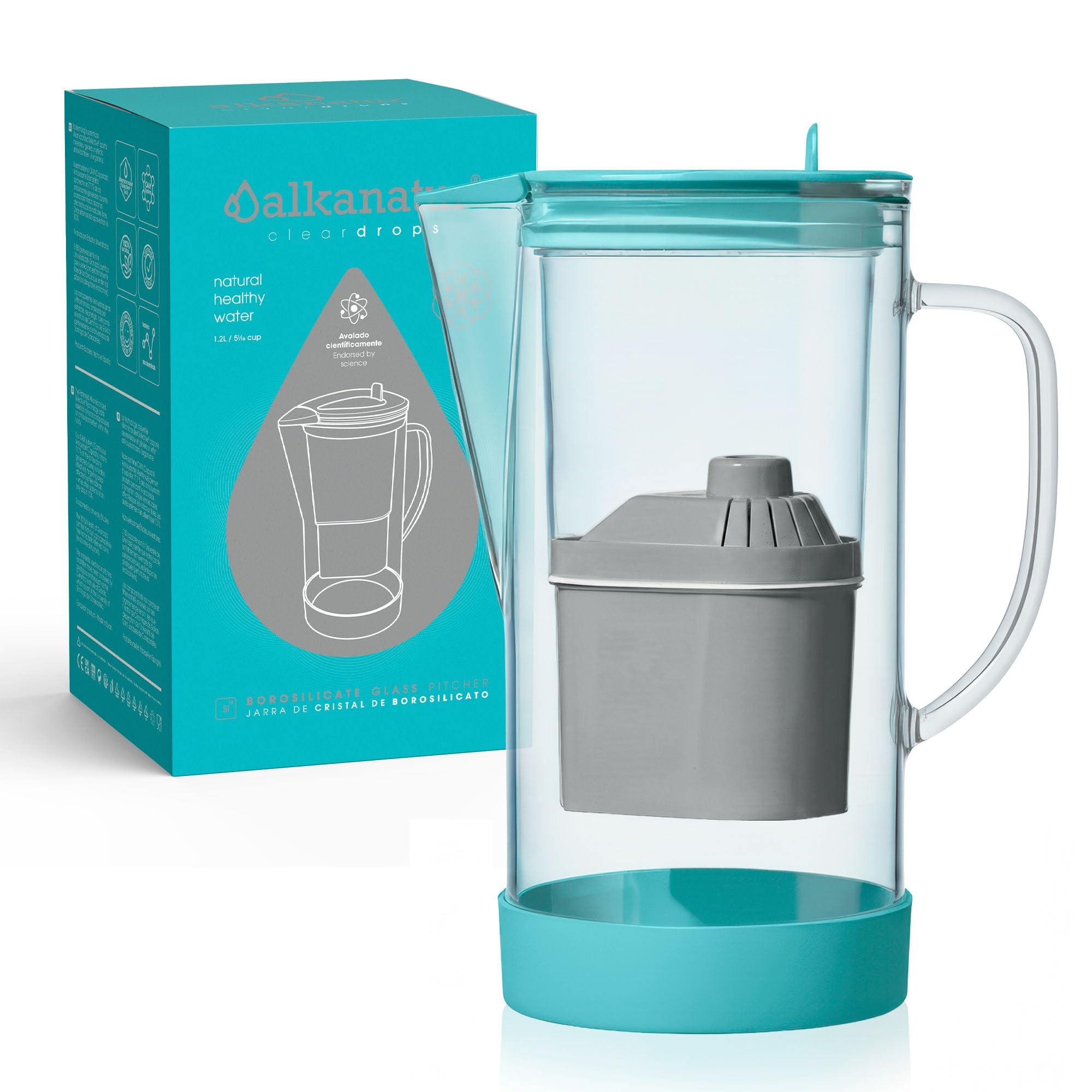 Carafe Filtrante Eau 1.4 L Avec Zéolite + Carafe Filtrante Sans BPA + Filtre Eau Du Robinet + Sans Résine D’échange Ionique + Technologie Avancée + Pour Maison Et Cuisine + Fabrication Europe