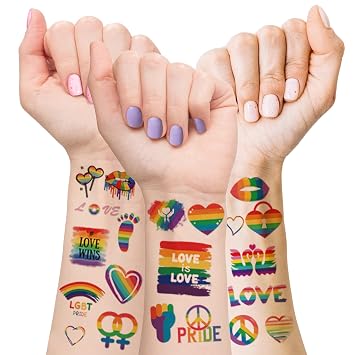 200+ Pcs Pride Tattoos,Gay Pride Tattoos,20 Sheets Pride Temporary Tattoos,Pride Outfits for Women,Waterproof Rainbow Flag Tattoo Stickers for Pride Equality Parades and Celebrations