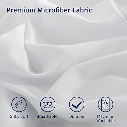 Miniatura 5 de DOWNCOOL Juego de edredón de tamaño King, edredón blanco tamaño King, juego de edredón de 3 piezas, 1 edredón plisado suave y 2 fundas de almohada,