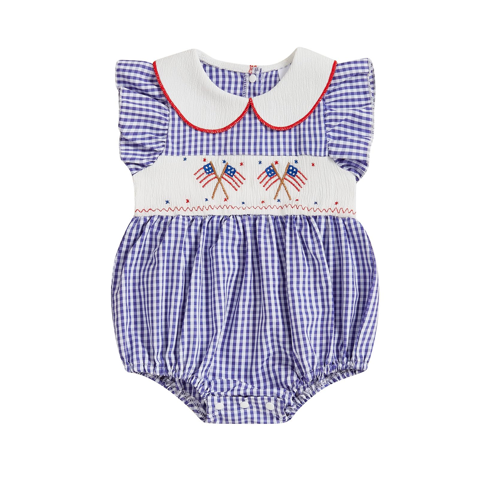ZyHwShine Baby Girl 4th of July Outfit Fourth of July Romper Onesie American Flag Smocked Bodysuit Independence Day Clothes